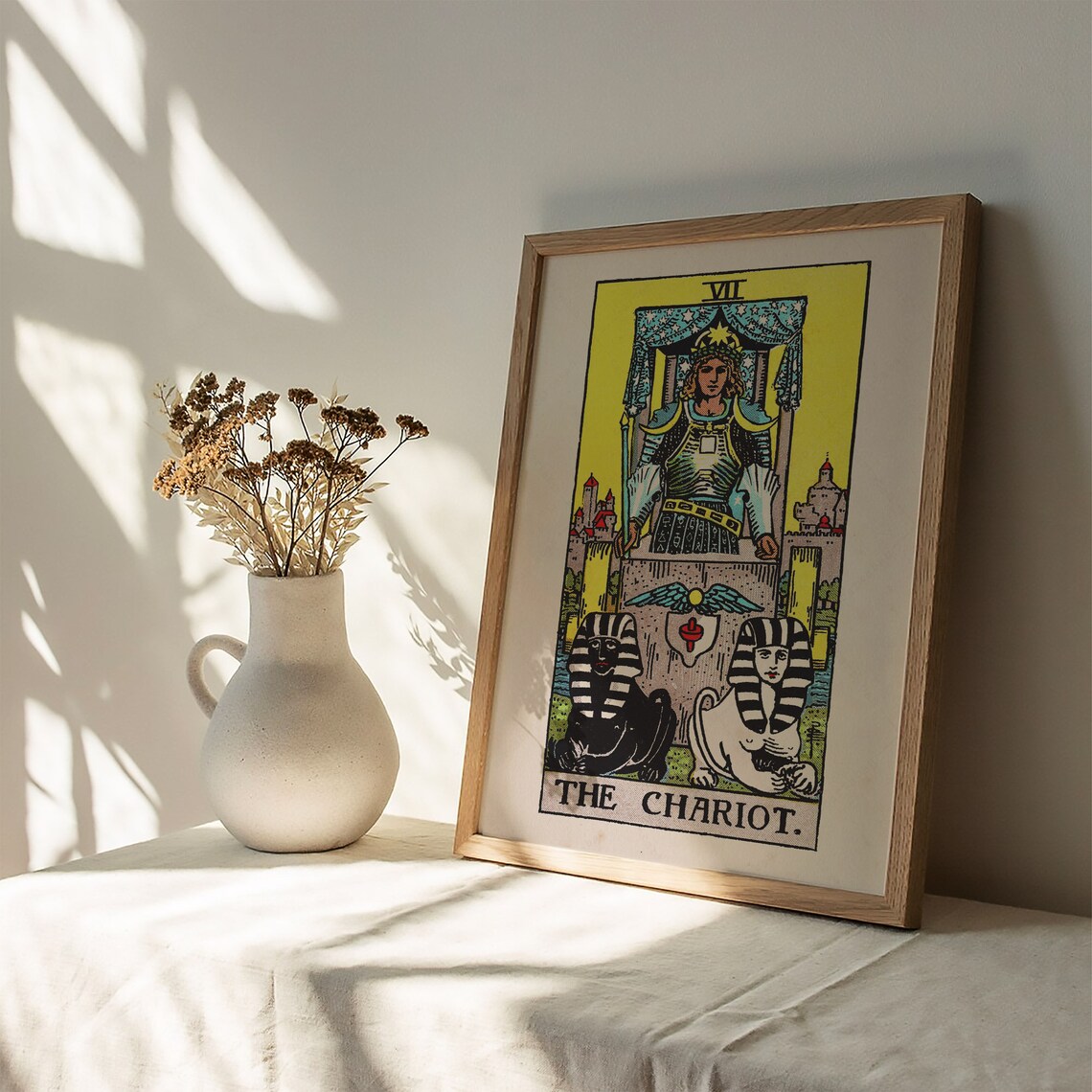 The Chariot VII Rider Waite Smith Vintage 1909 Tarot Card Art Print - Image 3