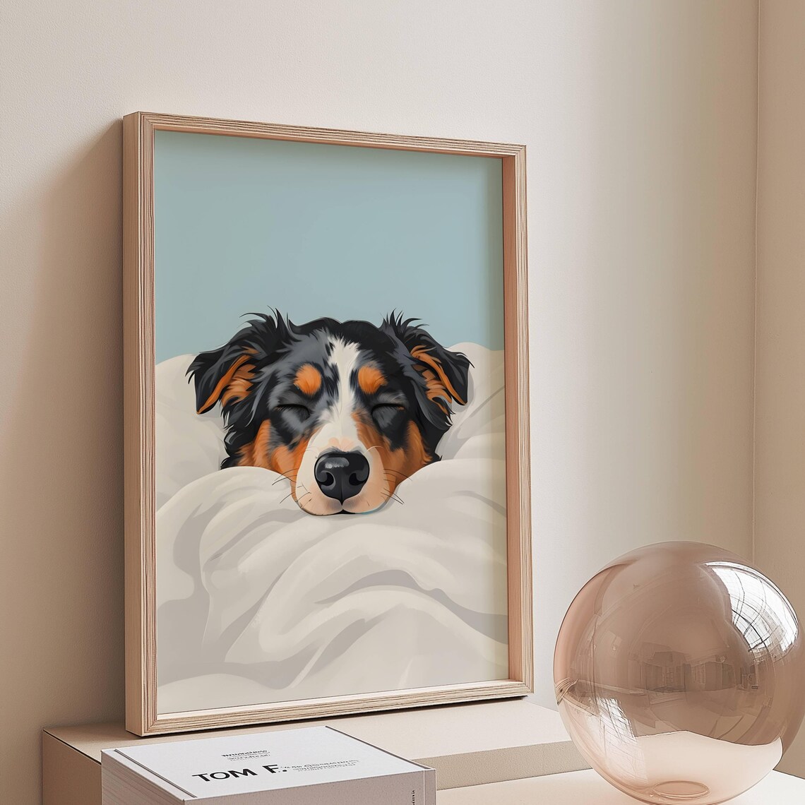 Australian Shepherd Sleeping Dog Art Print