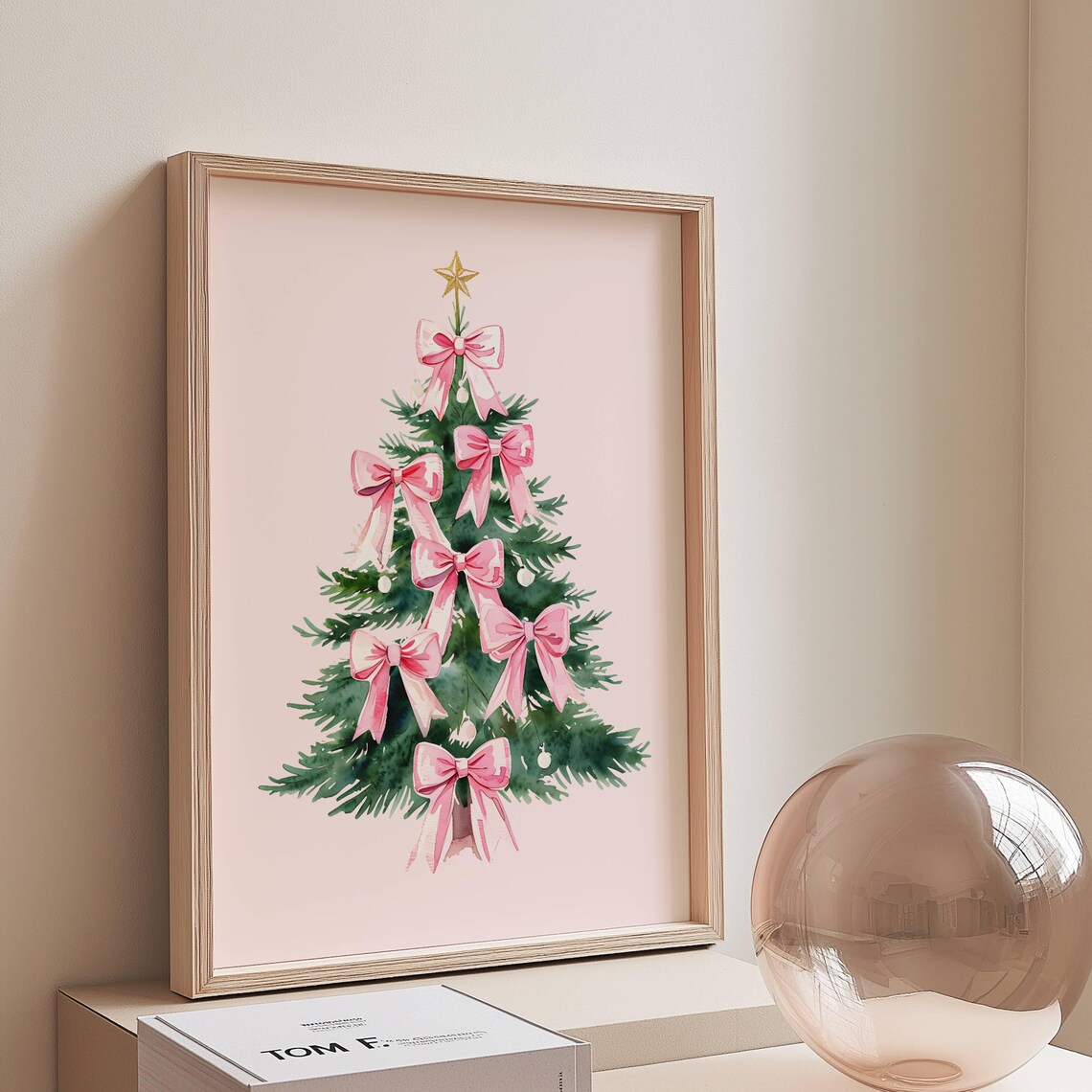 Coquette Christmas Tree Art Print, Festive Poster