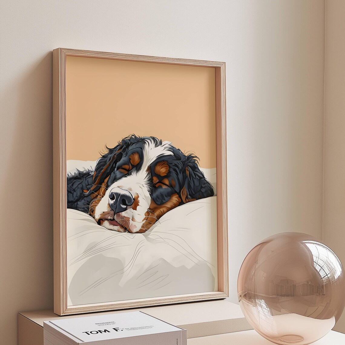Bernese Mountain Dog Sleeping Puppy Nap Warm Beige Cozy Poster