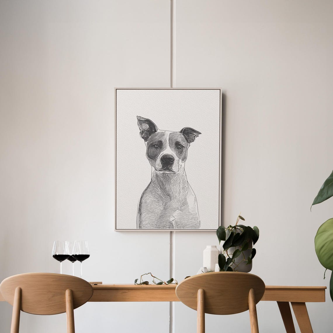 Custom Dog Portrait Sketch White Shepherd Style Smiling Pet Wall Art - Image 4