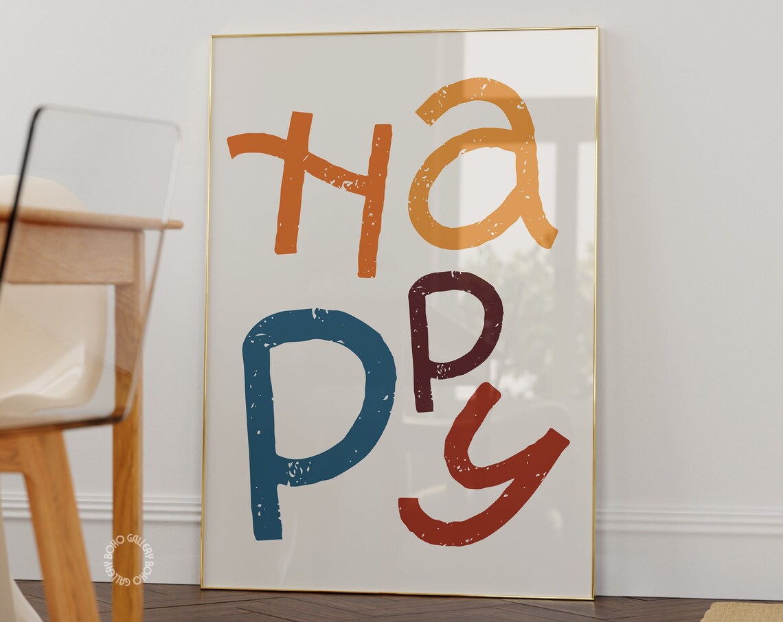 Happy Hand Lettered Word Art Colorful Modern Playful Gallery Poster - Image 3