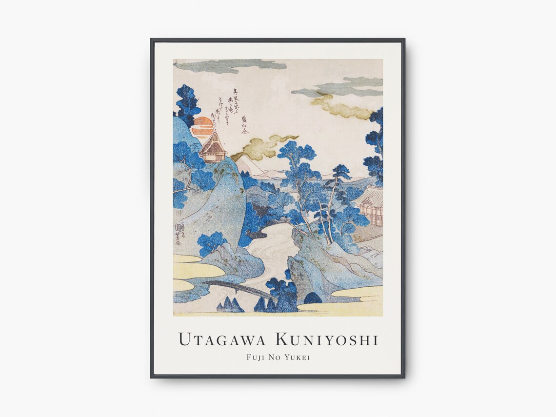 Classic Utagawa Kuniyoshi Fuji No Yukei Mount Fuji Woodblock Print