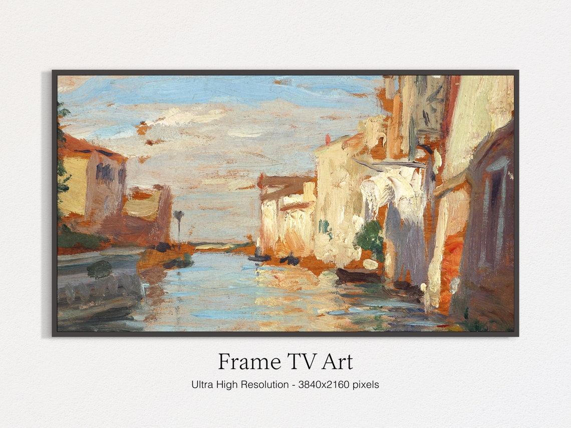 Summer Venice Canal Impressionist Painting Sunlit Buildings Poster
