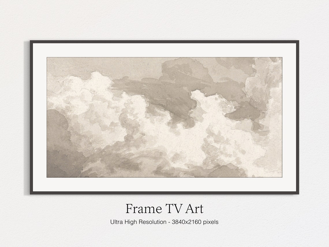 Frame Tv Vintage Art Clouds Soft Neutral Tone Painting Instant Vintage Modern - Image 4
