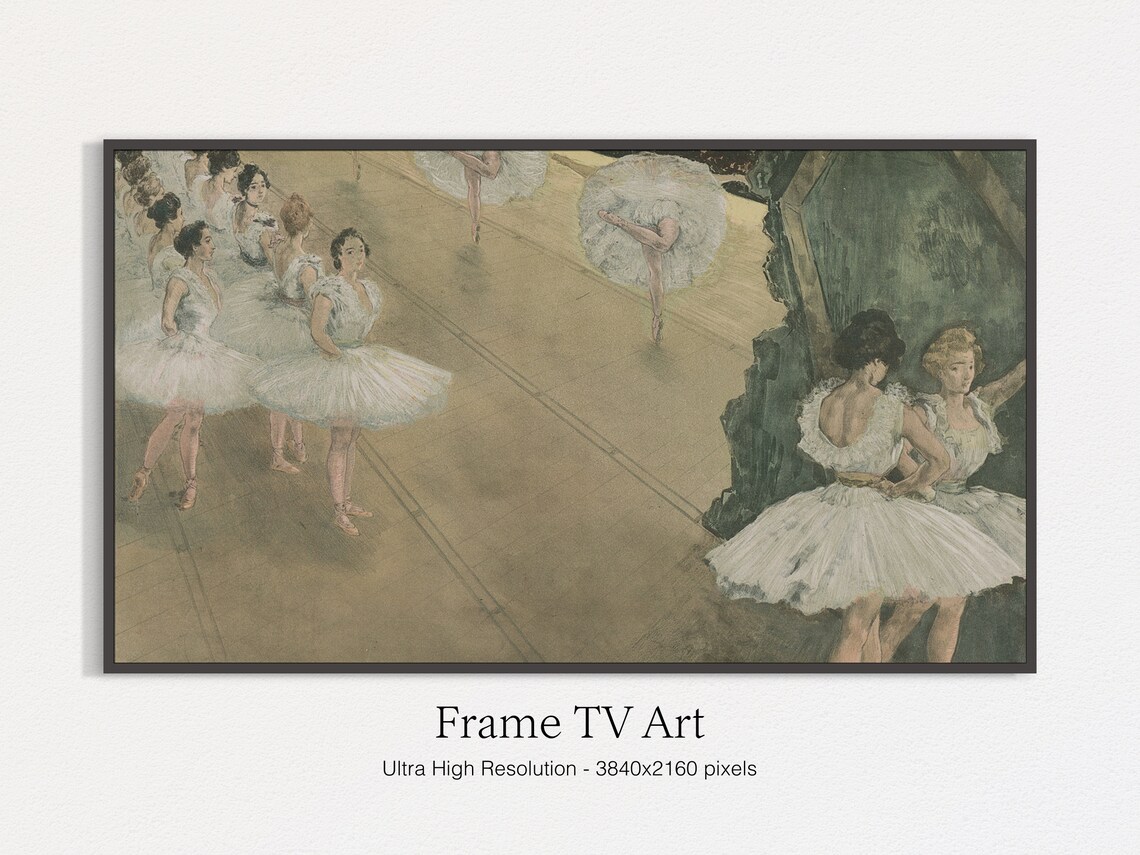 Vintage Ballet Dancers Painting Ballerinas On Stage Wall Art Print