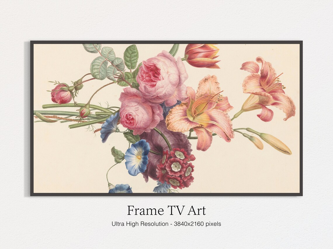 Spring Flowers Still Life, Vintage Roses Art Print
