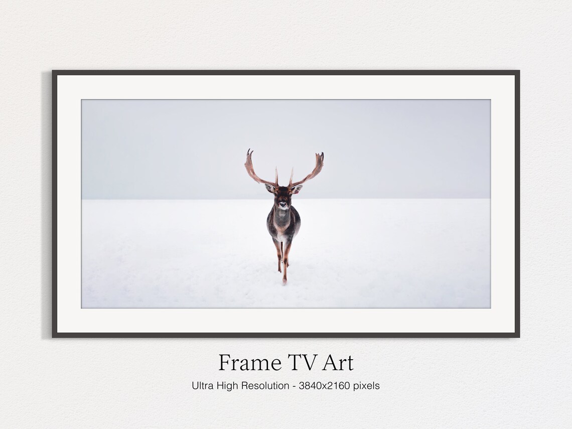 Christmas Deer Winter Snow Landscape Art Print