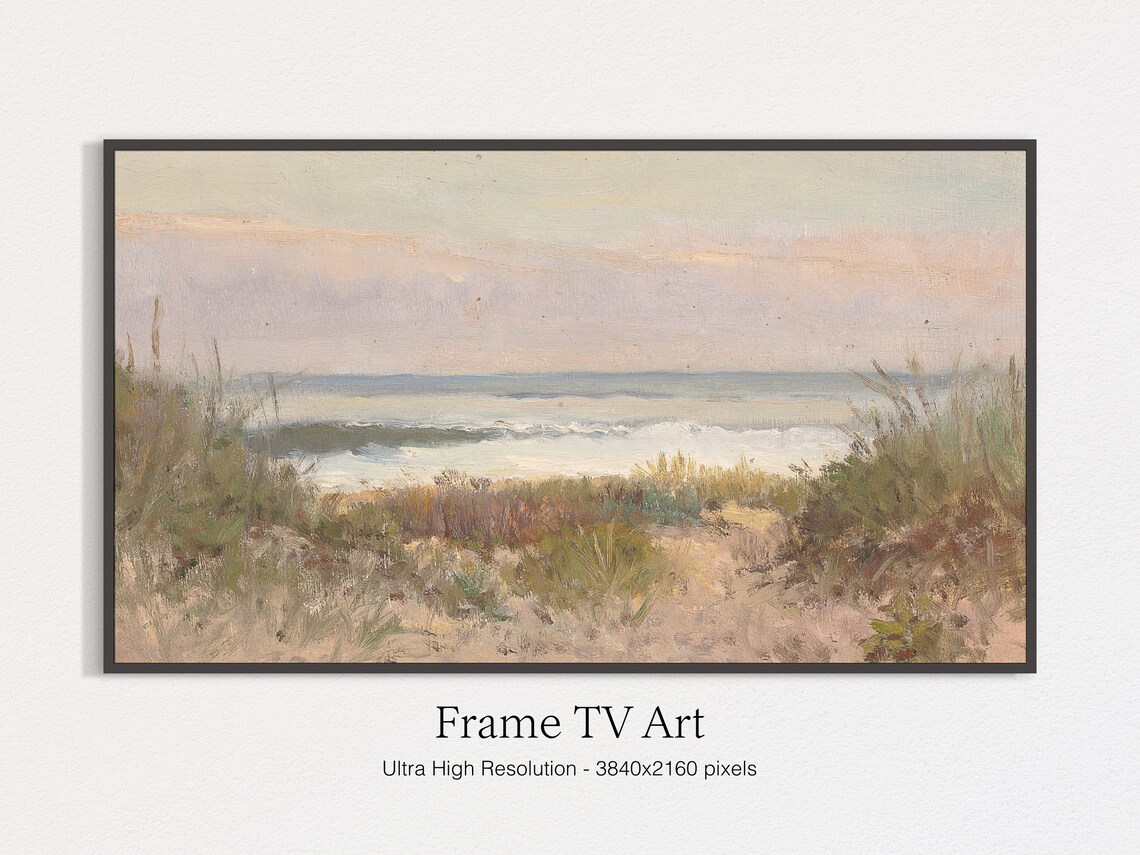 Hidden Beach Spring Vintage Painting, Art Print