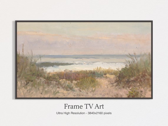 Hidden Beach Spring Vintage Painting, Art Print