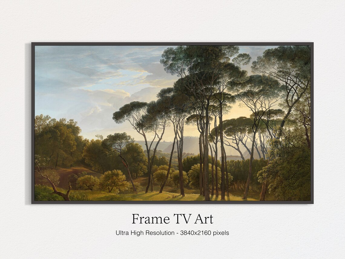 Vintage Forest Landscape Painting, Art Print