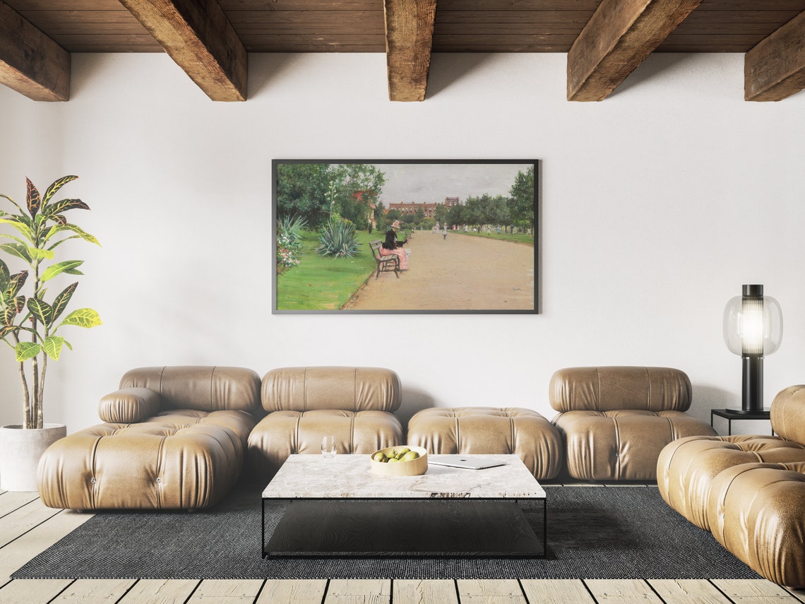Summer Park Painting, Oil On Art Print - Image 3