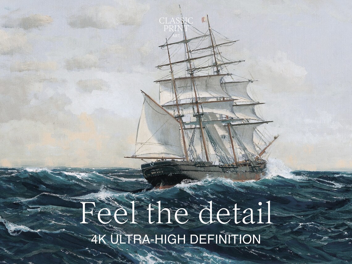 Vintage Ship Painting Art Print for TV Decor - Image 2