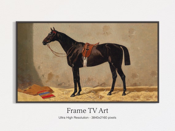 Vintage Horse Painting Art Print, Horses & Farm