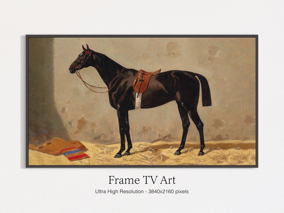 Vintage Horse Painting Art Print, Horses & Farm