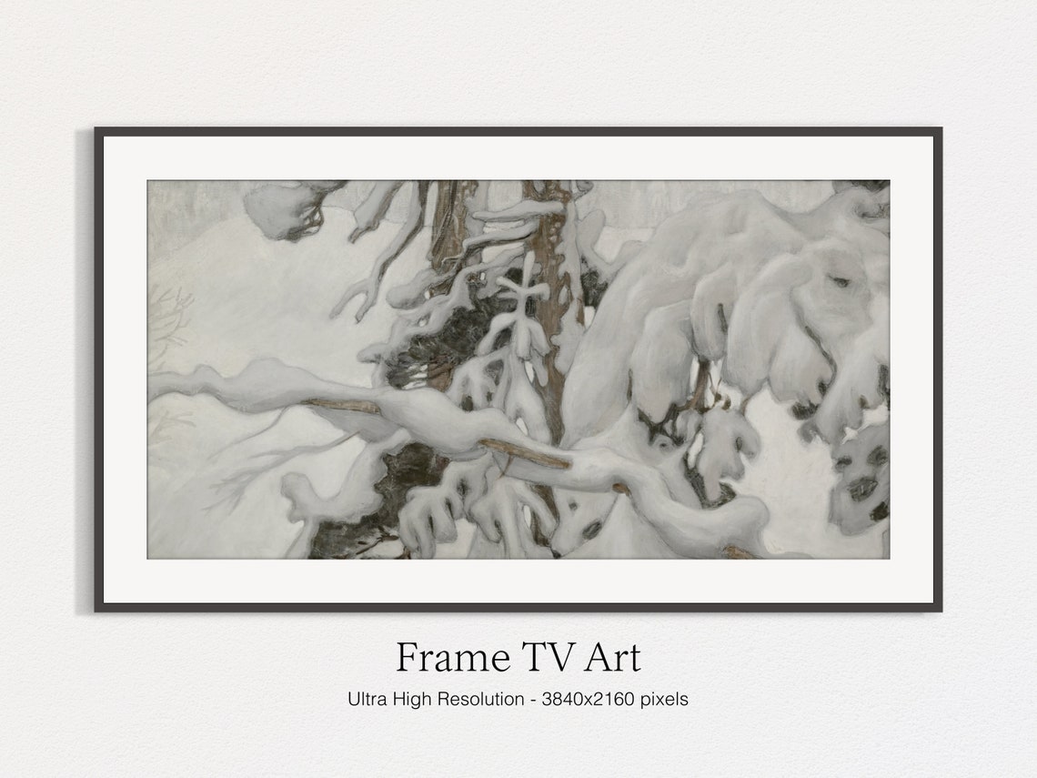 Snow Laden Branches Winter Close Up White Monochrome Tree Print - Image 4