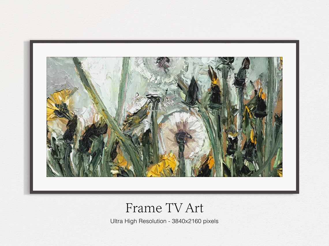 Dandelions Close Up Impasto Yellow Blooms Seed Heads Floral Art Print - Image 5