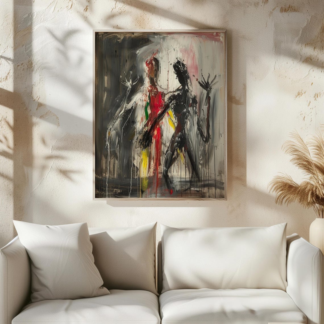 Expressionist Dual Figures Abstract Painting Red Black Drips Poster - Image 6