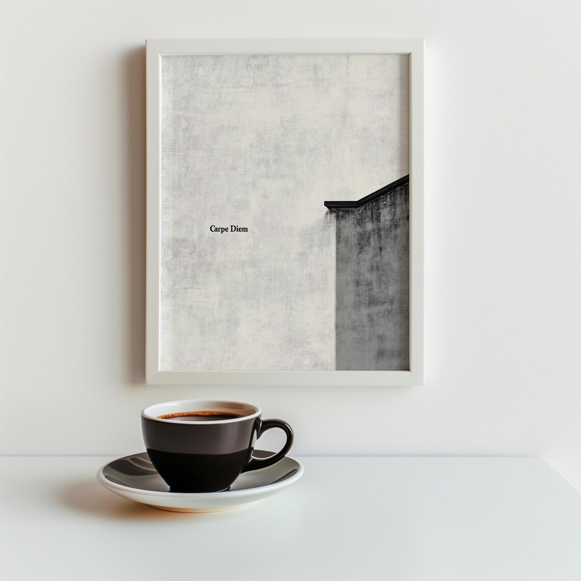 Carpe Diem Minimalist Black White Typography Monochrome Quote Wall Art - Image 3