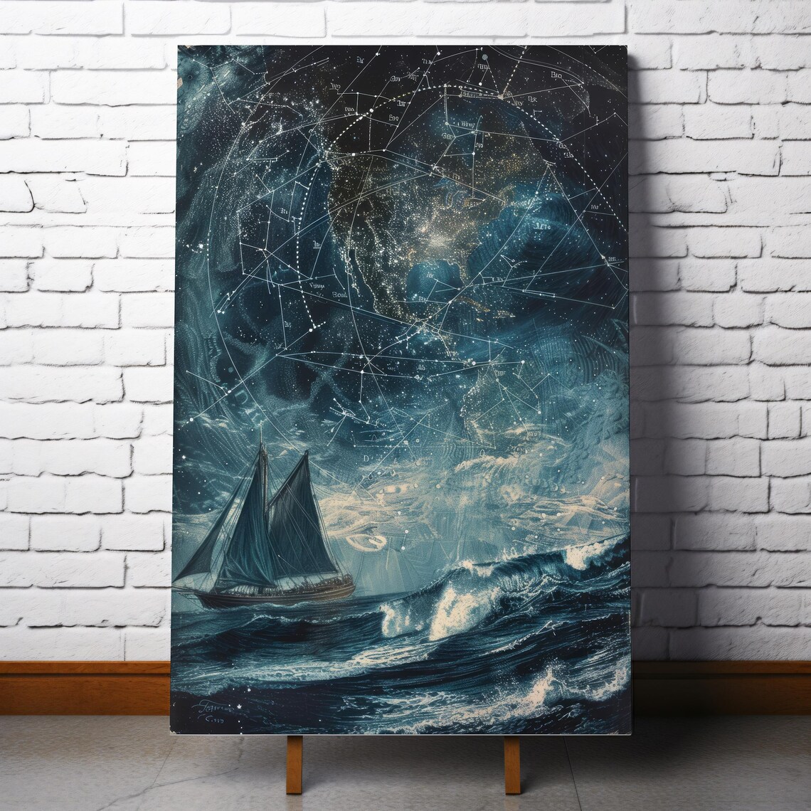 Nautical Night Sky Constellation Art, Celestial Ocean Scene - Image 7