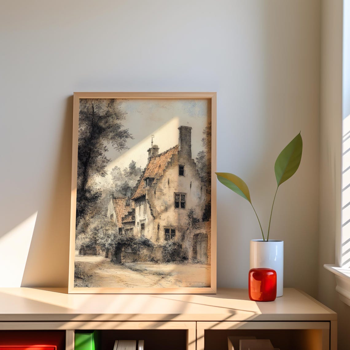 Timeless Cottage Charming Cottage Illustration Vintage Countryside Scene Rustic Wall Art Home Decor - Image 6