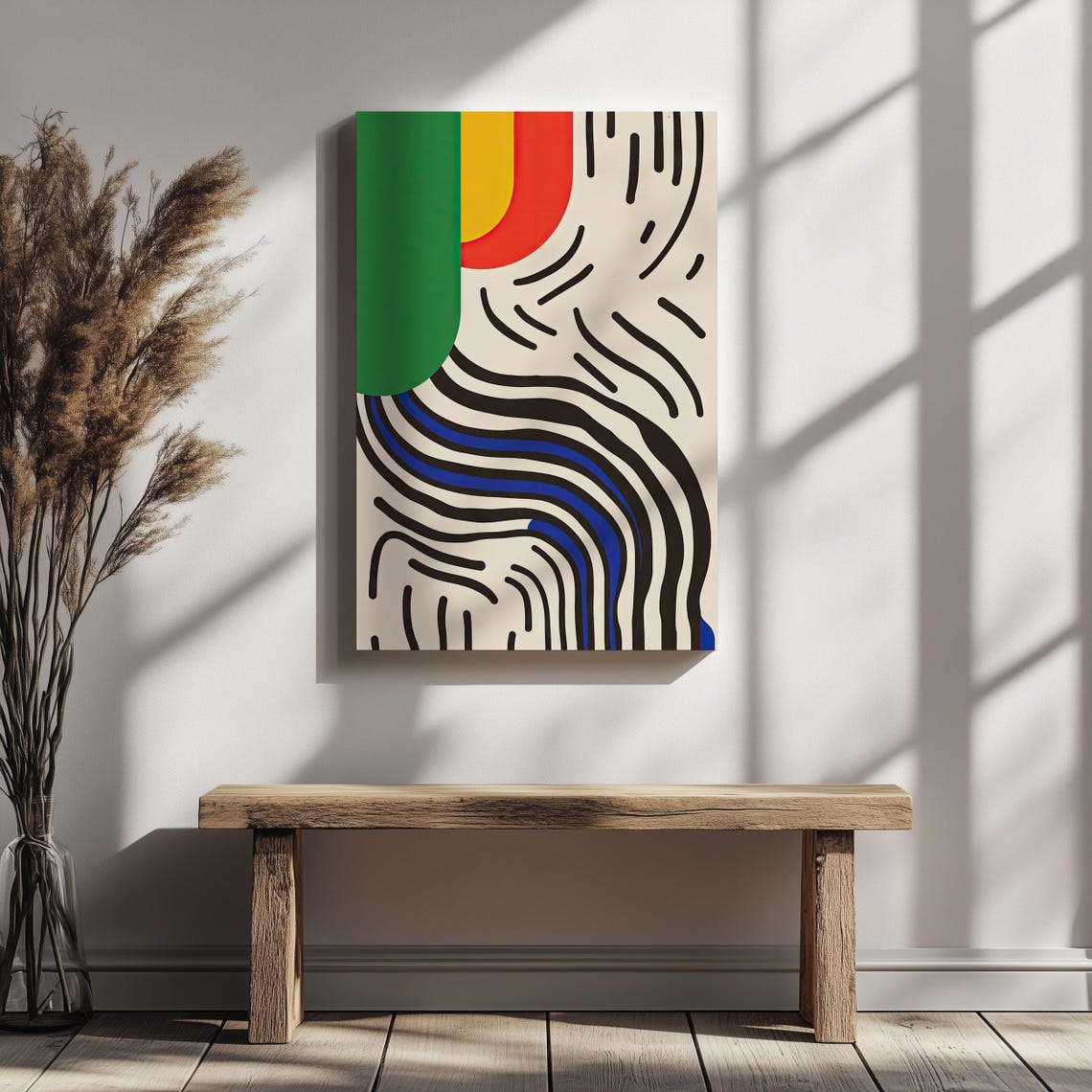Mid Century Modern Geometric Abstract Bold Color Lines Poster - Image 8