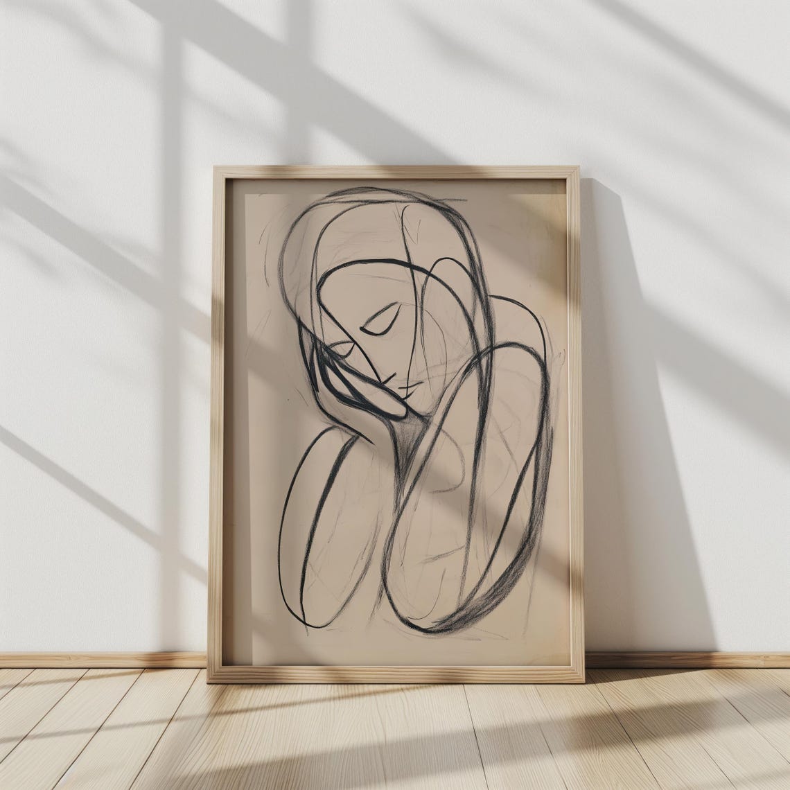Resting Figure Minimalist Line Art Abstract Contour Drawing Poster
