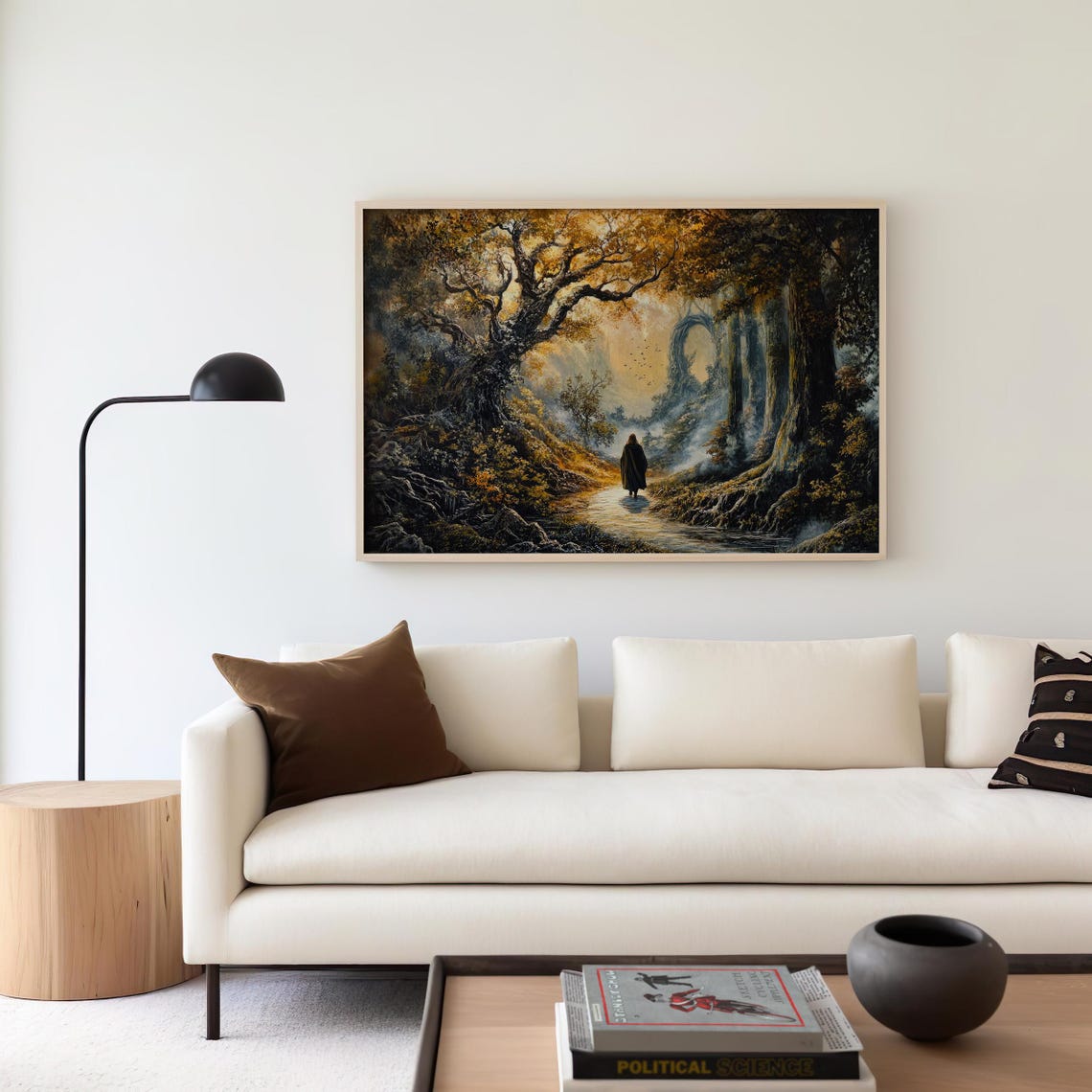 Mystical Forest Wanderer Fantasy Landscape Cloaked Figure Poster - Image 8