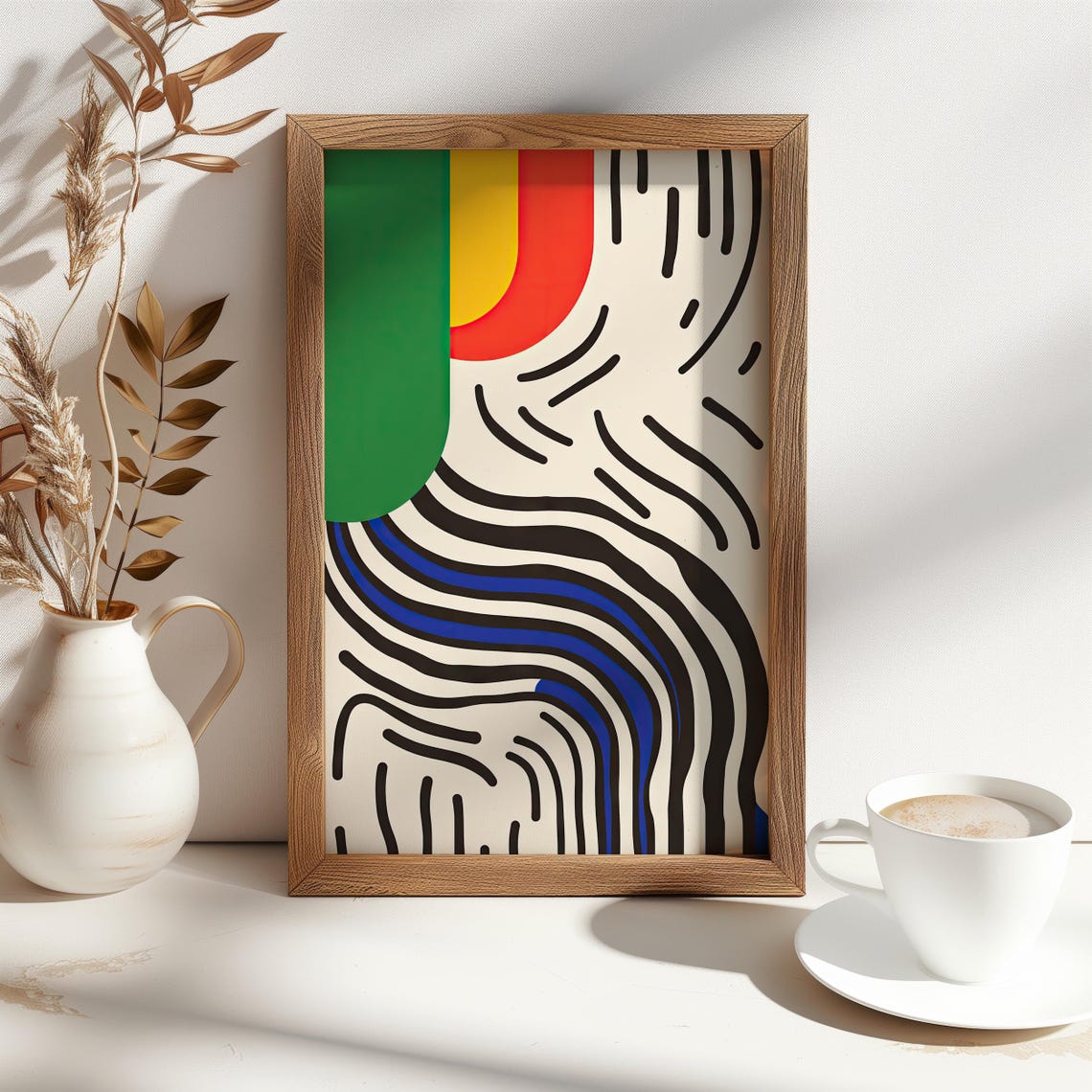 Mid Century Modern Geometric Abstract Bold Color Lines Poster - Image 4