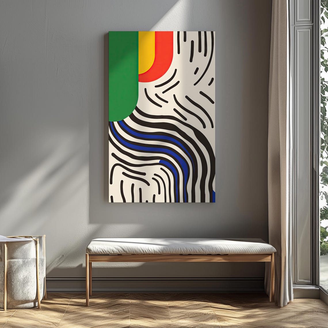 Mid Century Modern Geometric Abstract Bold Color Lines Poster - Image 5