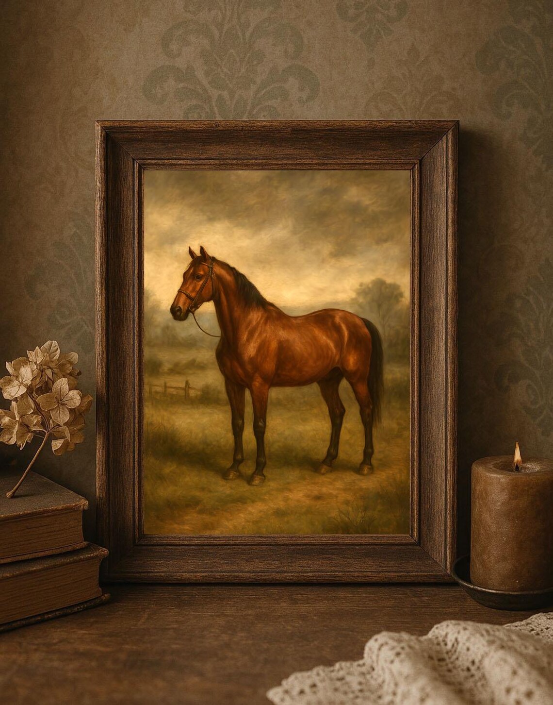 Vintage Horse Print, Rustic Western Portrait