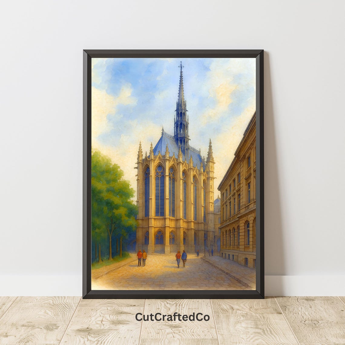 Watercolor Paris Wall Art Print Sainte Chapelle Gothic Cathedral French Architecture Landmark Home Decor