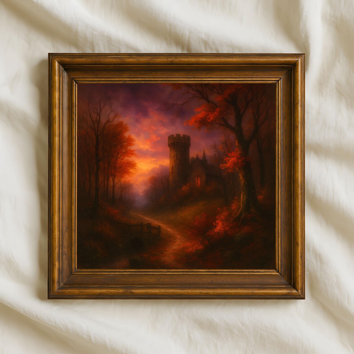 Autumn Castle Tower Gothic Forest Art Print
