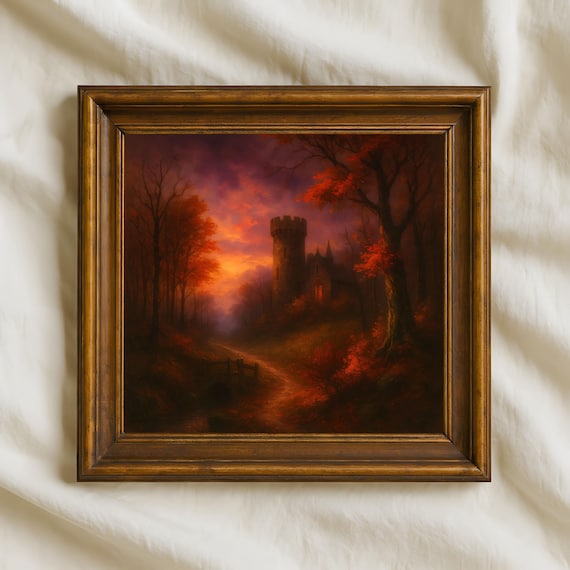 Autumn Castle Tower Gothic Forest Art Print