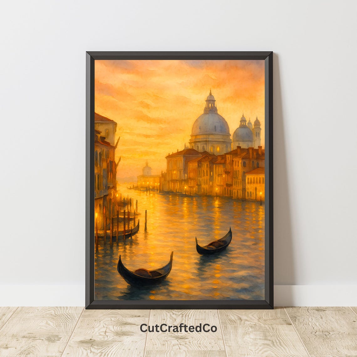 Venice Grand Canal Sunset Gondolas Watercolor Romantic Italy Poster
