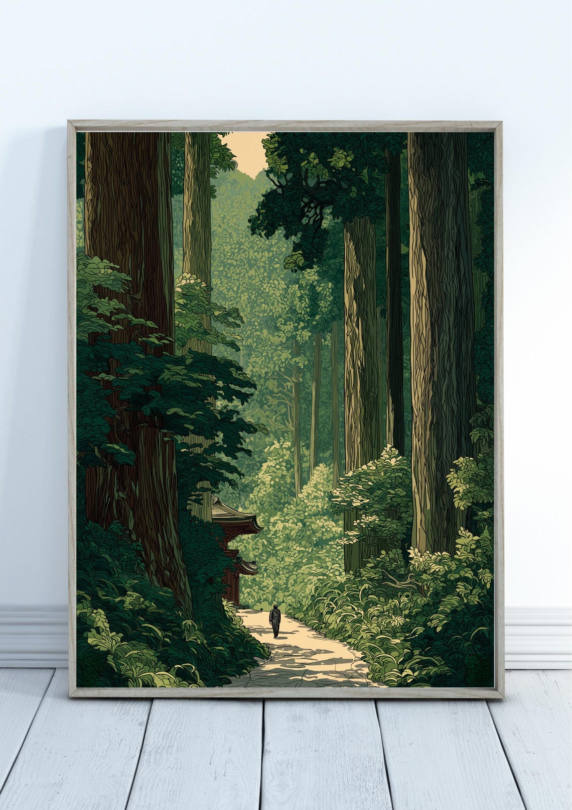 Vintage Japanese Forest Poster Woodblock Art Inspired By Road To Nikko Kawase Hasui Japandi Decor Botanical Wall - Image 7