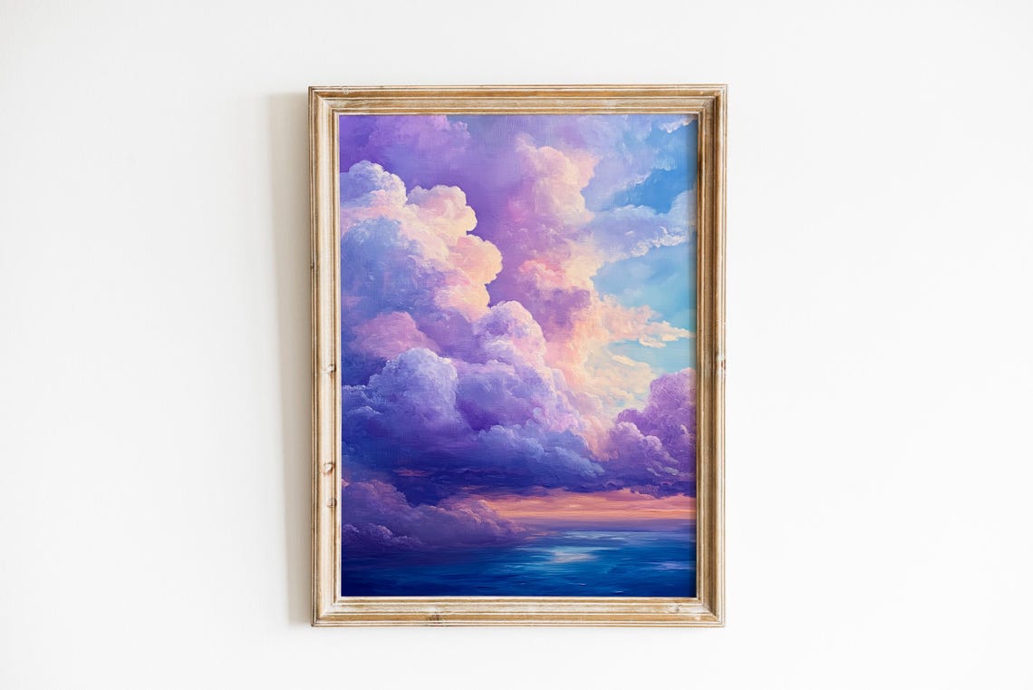 Pastel Twilight Cloudscape Lavender Rose Moody Romantic Wall Art