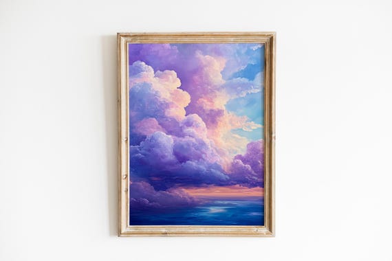 Twilight Cloudscape Pastel Moody Romantic Sky Lavender Rose Tones Serene Painterly Landscape Art Instant 909