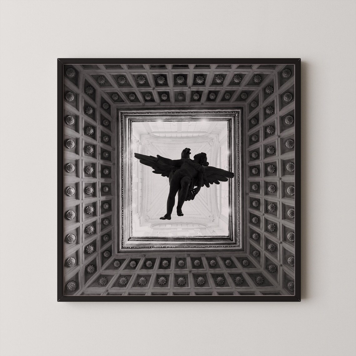 Palazzo Grimani Venice Angel Ceiling Black and White Photo Poster