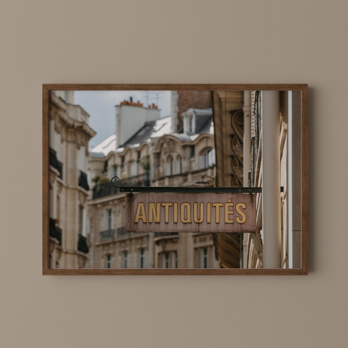 Paris Antiques Shop Sign French Street Photography Haussmann Buildings Print
