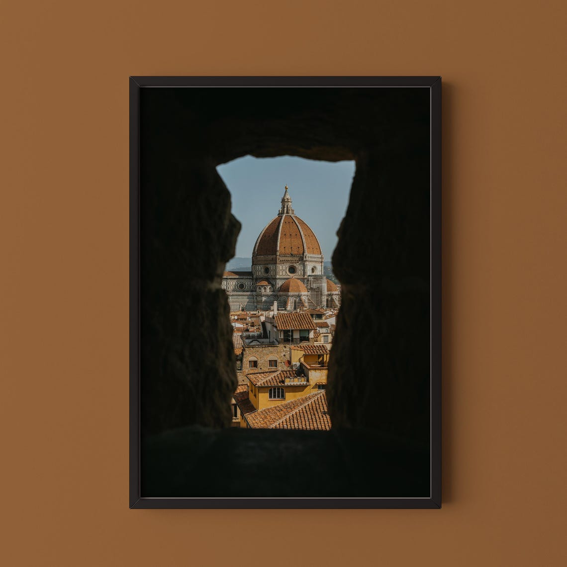Florence Duomo View Through Stone Window Tuscany Photo Poster