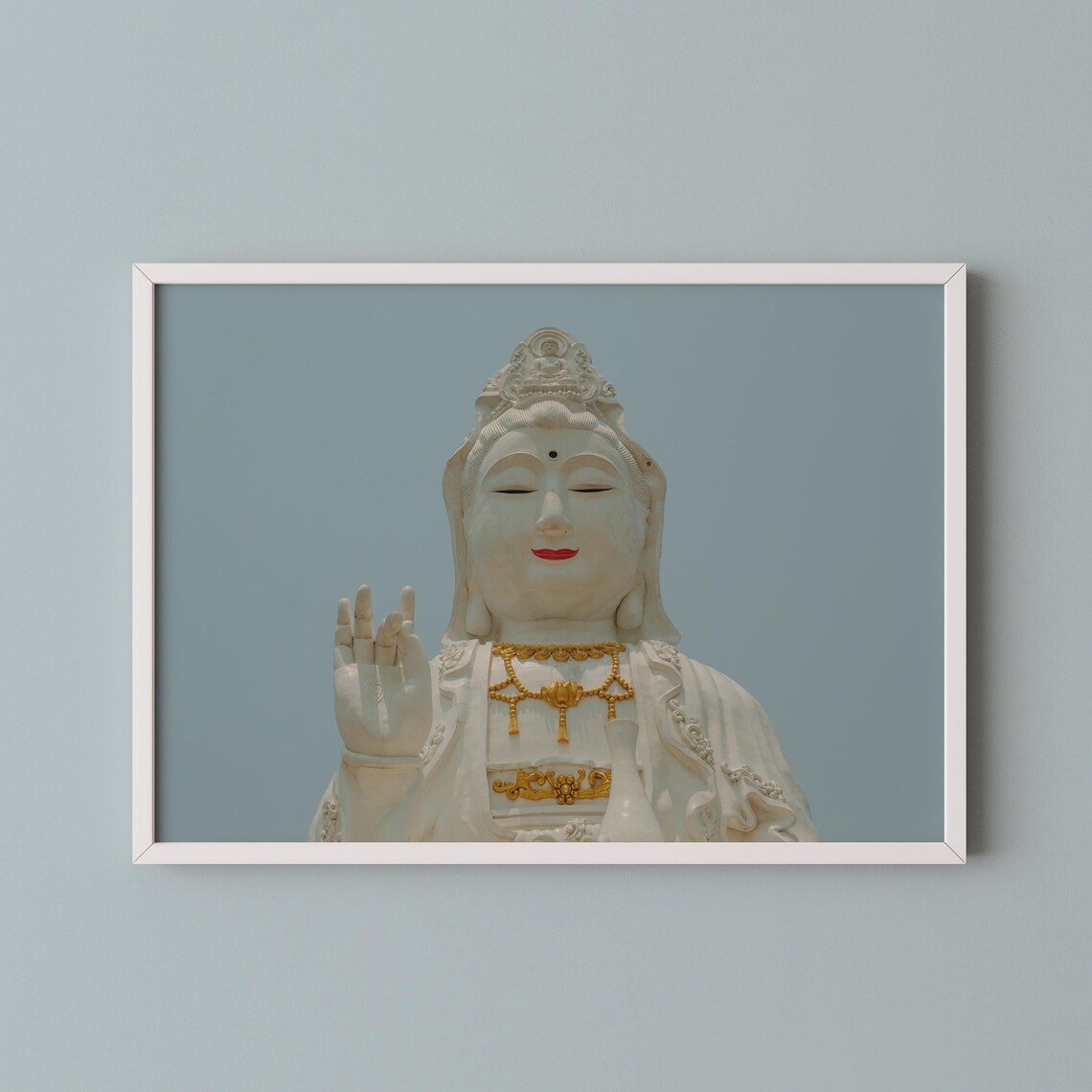 White Guan Yin Goddess Of Mercy Statue Temple Photography Poster