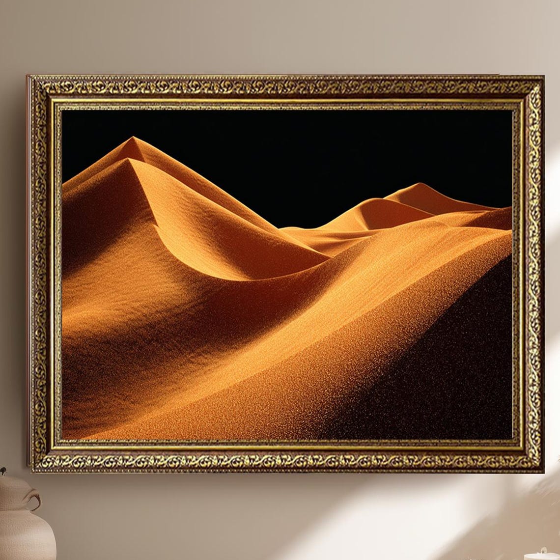 Golden Desert Sand Dunes Sunset Minimalist Photography Wall Art