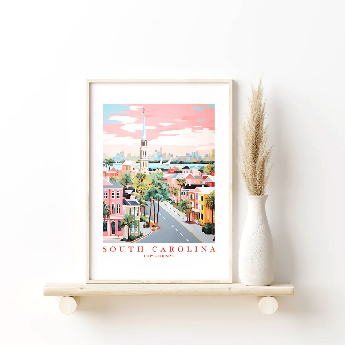 South Carolina Retro Travel Poster, Palmetto State