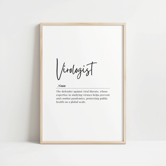Virologist Definition Print Doctor Wall Art Medical Office Decor Inspirational Quote Daily Motivation Poster