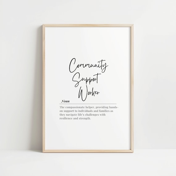 Community Support Worker Definition Poster Gift for Caregivers