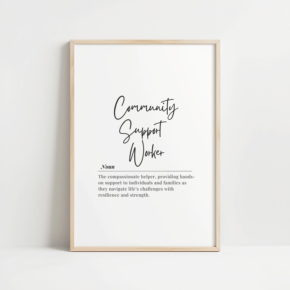Community Support Worker Definition Poster Gift for Caregivers