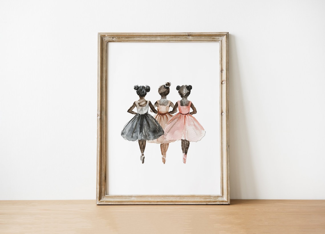 Watercolor Ballerinas Art Print, Girls Room Decor