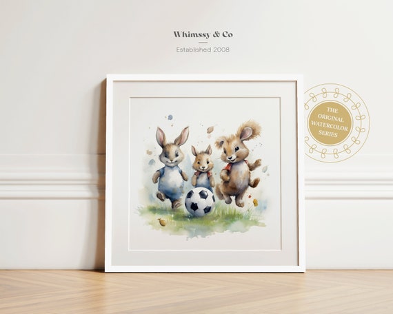 Nursery Decor Football Safari Animals Adorable Sports Baby Room Wall Playroom Theme