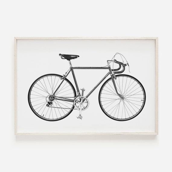Bicycle Wall Art Modern Home Decor Black And White Poster Sketch Gift For Cyclist Bedroom
